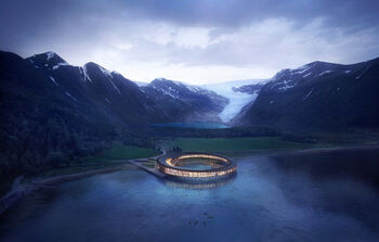 Dit energiezuinige hotel grenst aan prachtige gletsjer