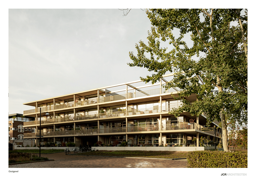 De oostgevel van parkgebouw De Veentjes in Doetinchem. Foto: Sebastian van Damme