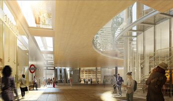 Impressie van het interieur van de Paddington wolkenkrabber. Foto door Renzo Piano Building Workshop