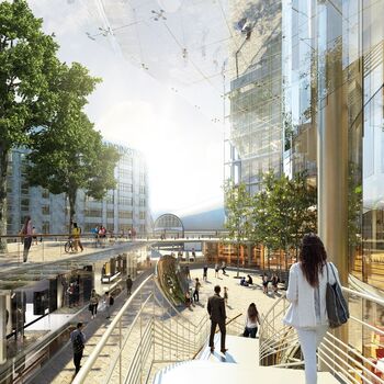 Bij de wolkenkrabber wordt een nieuwe openbare ruimte gerealiseerd. Foto door Renzo Piano Building Workshop