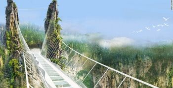 China bouwt de hoogste en langste glazen brug ter wereld