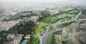 Beigang River Park wordt ontsloten door de aanleg van drie nieuwe fietsroutes. Beeld: MVRDV