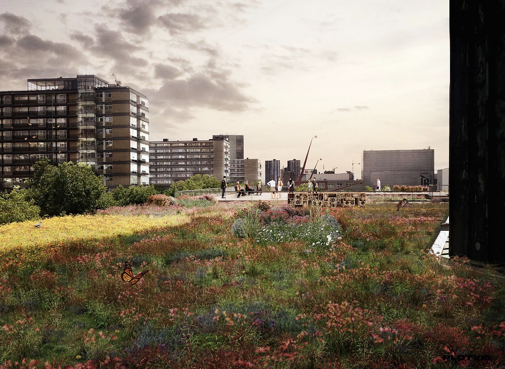 Impressie groen dak De Doelen